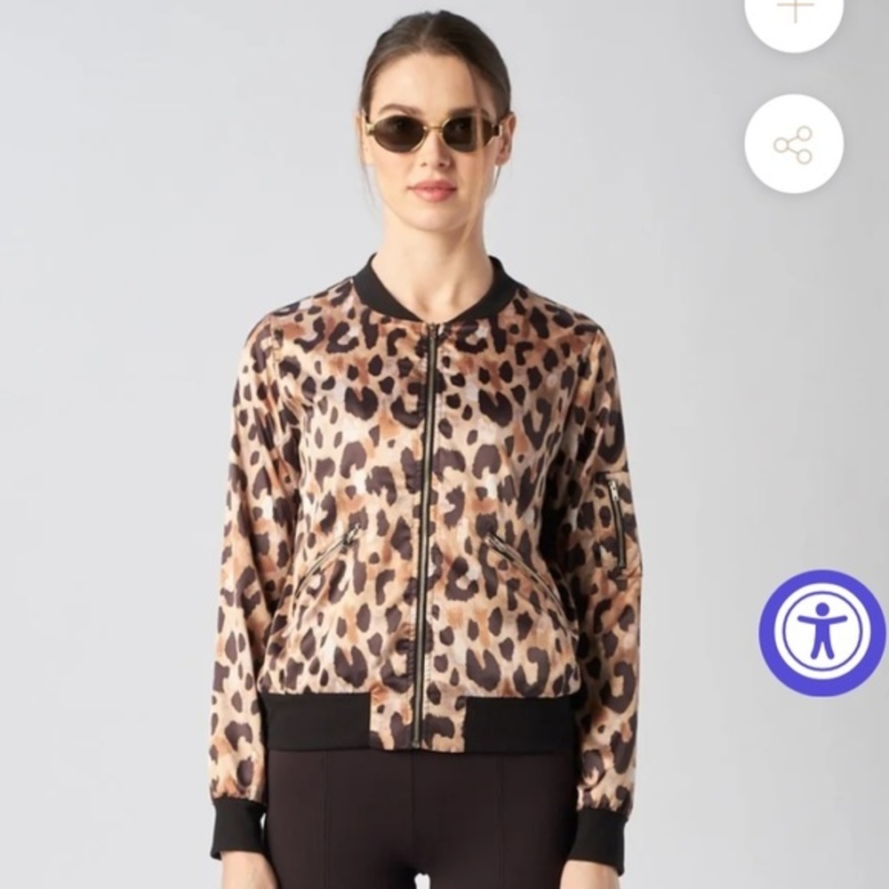 GOTTEX STUDIO SATIN BOMBER JACKET IN LEOPARD